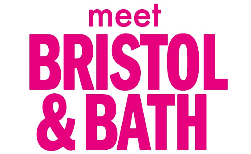 The Meet Bristol and Bath pink logo on a white background